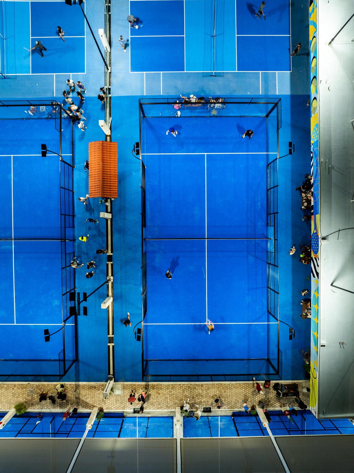 Aerial view of padel courts in Tulum